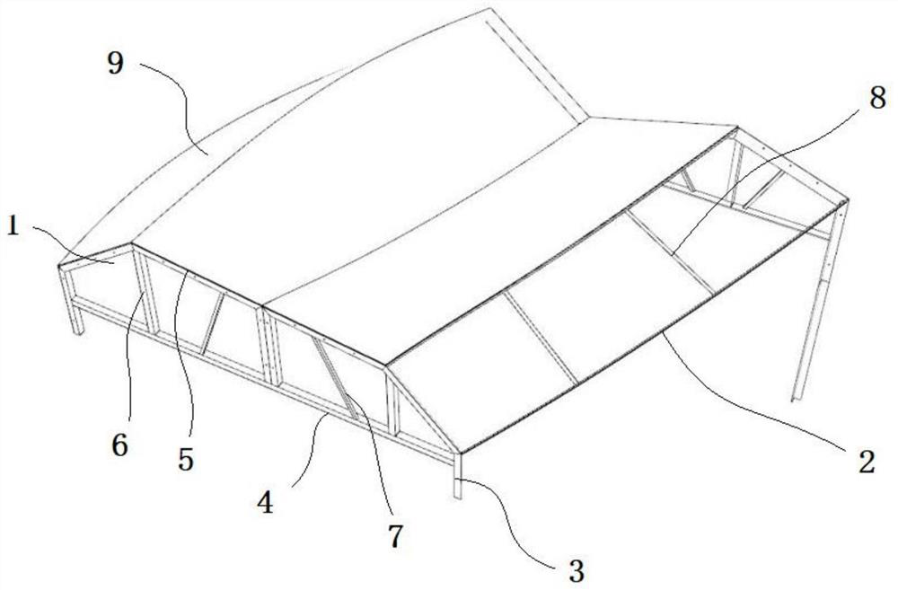 Indoor theater large-area multi-curve complex artistic decorative surface modularized structural design and combination thereof