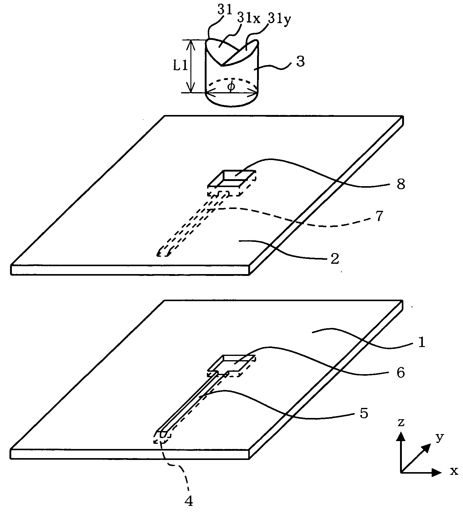 Dielectric antenna and radio device using the same