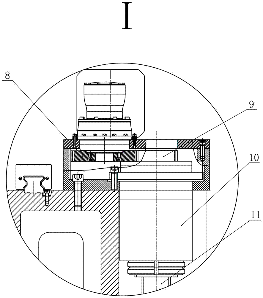 The beam and the double-sided horizontal boring and milling head lift share the guide rail and ball screw structure