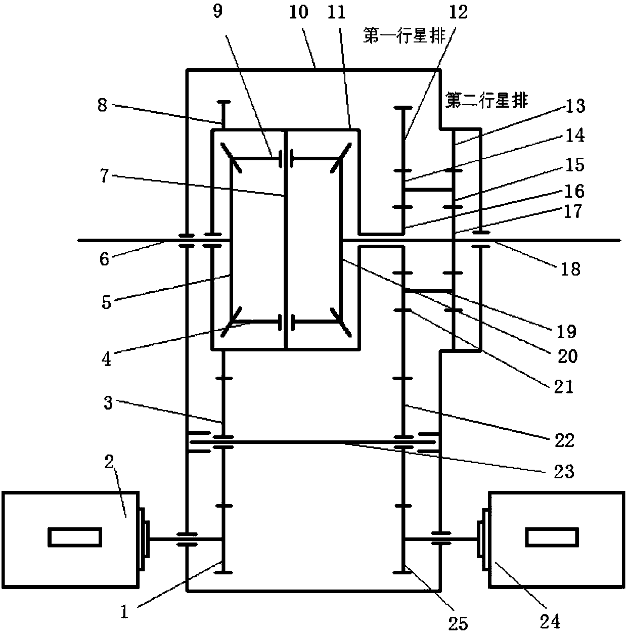 Double-power-flow power differential steering mechanism for tracked vehicle