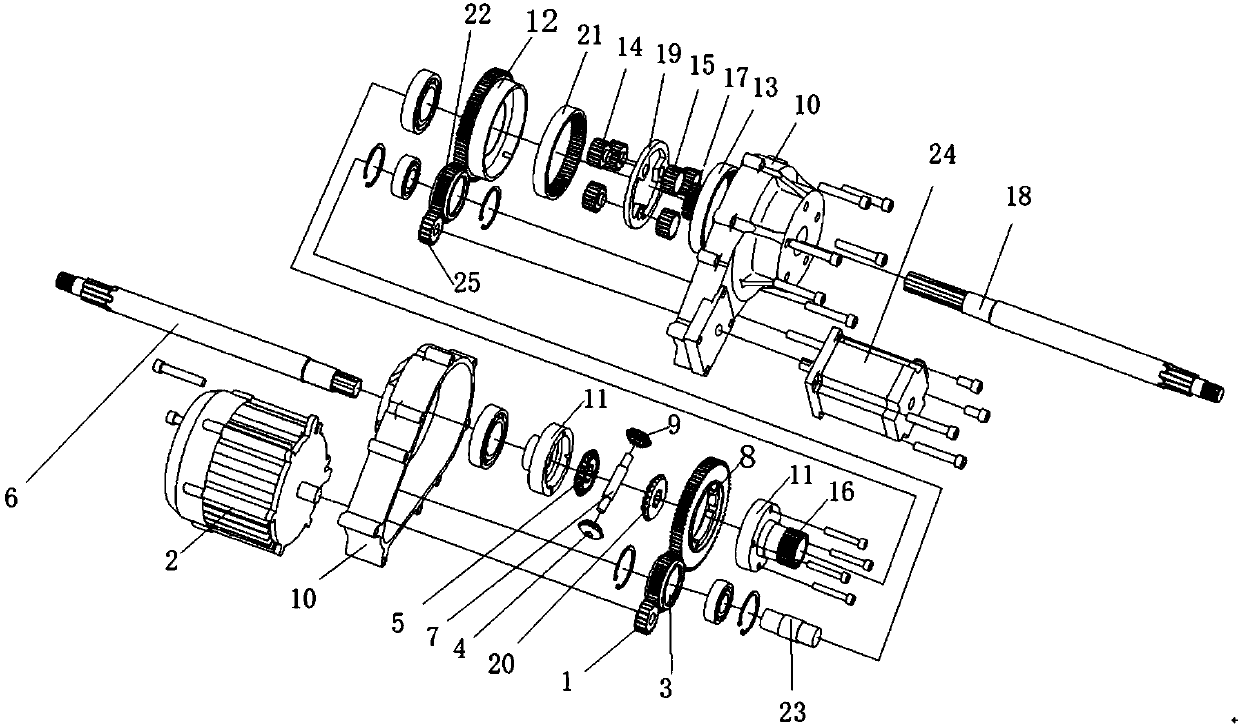 Double-power-flow power differential steering mechanism for tracked vehicle