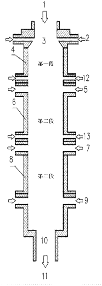 Multi-stage plasma carbon material cracking reactor, and method for producing acetylene by using carbon material