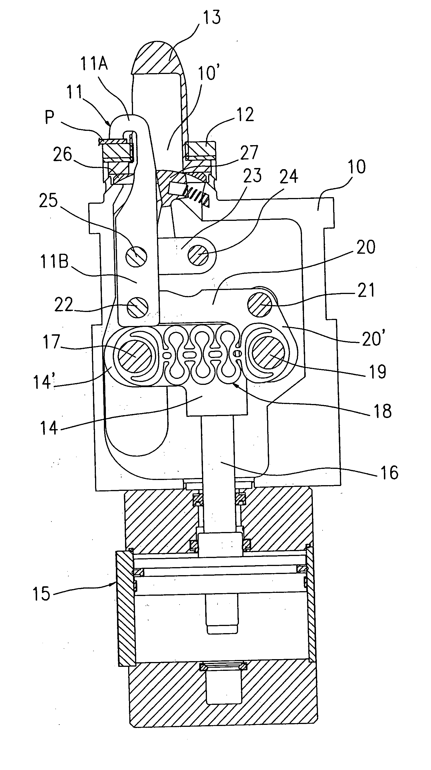 Toggle-lever clamping device for clamping work pieces with self-compensation