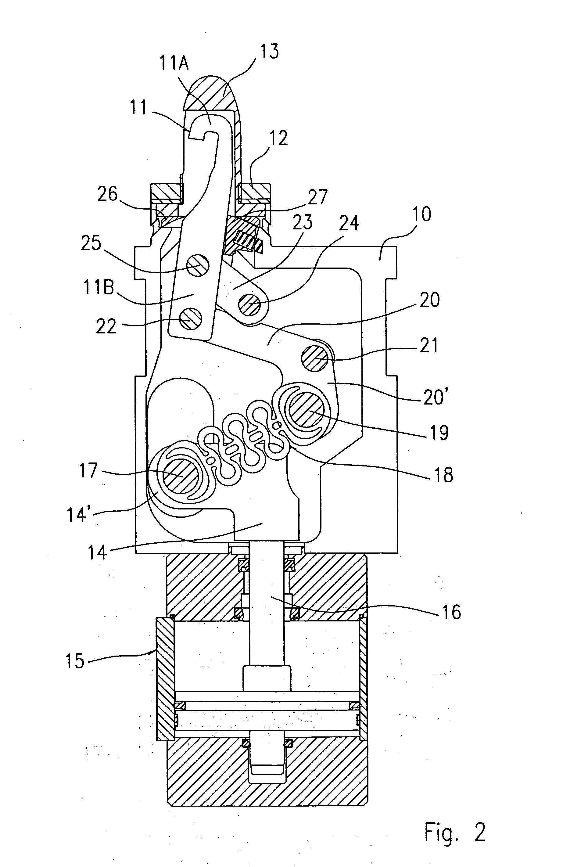 Toggle-lever clamping device for clamping work pieces with self-compensation