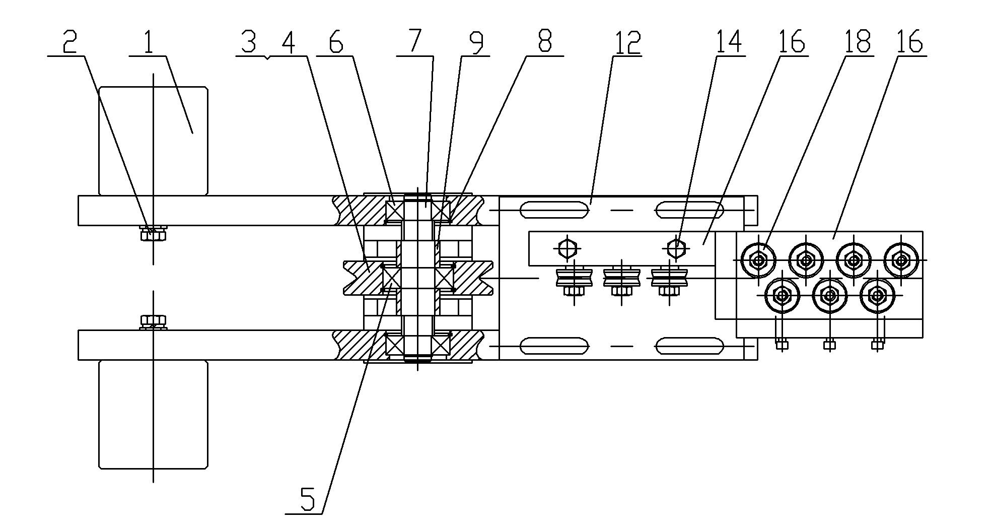 Straightening counterweight device arranged on trunk type take-up machine