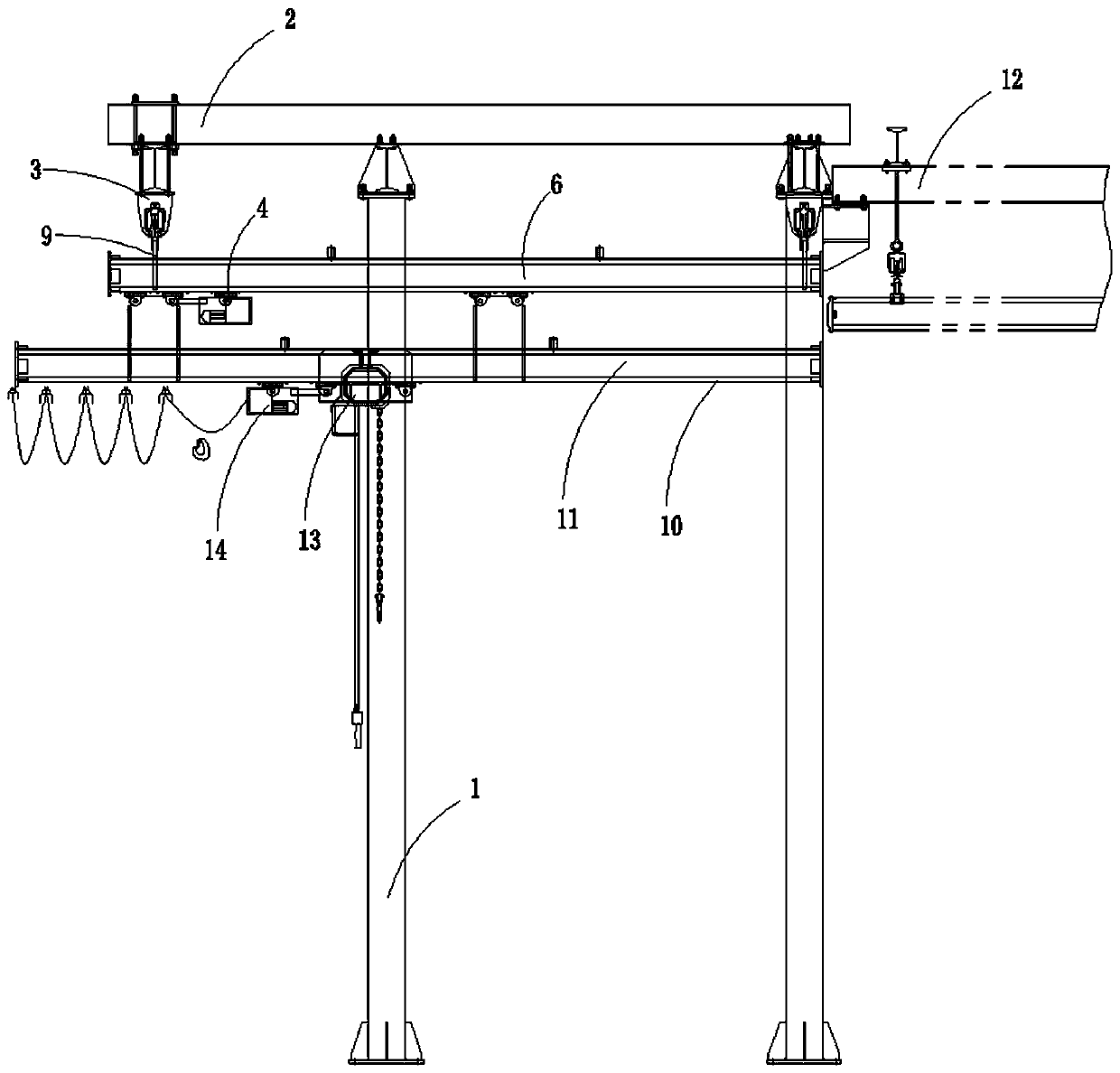 Telescopic structure of crane