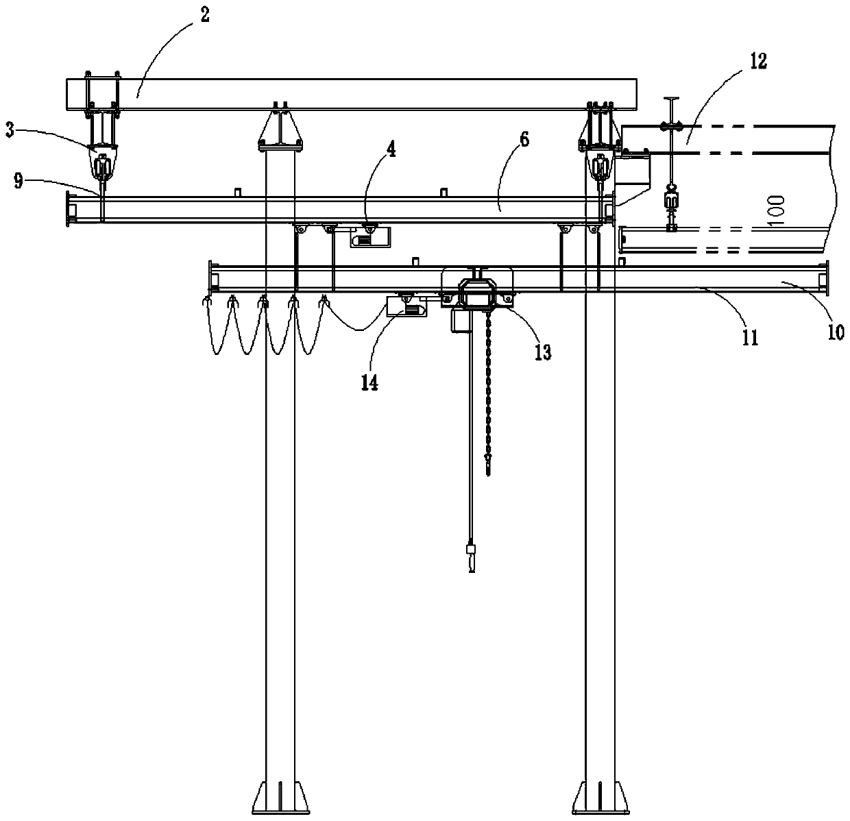 Telescopic structure of crane