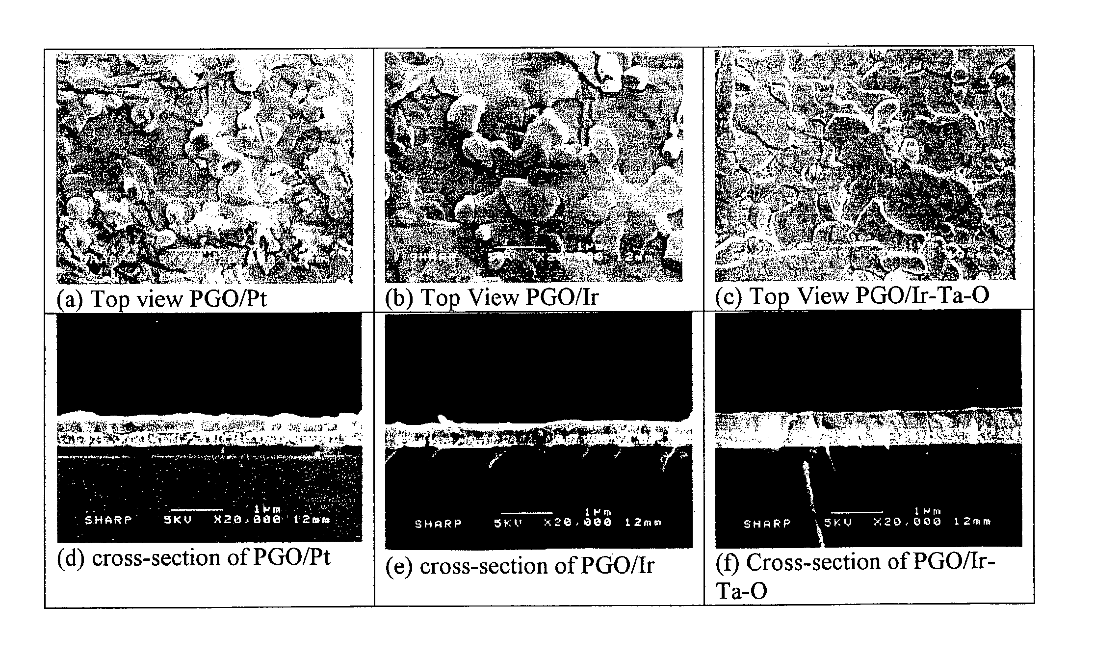 Integrated circuit structure including electrodes with PGO ferroelectric thin film thereon