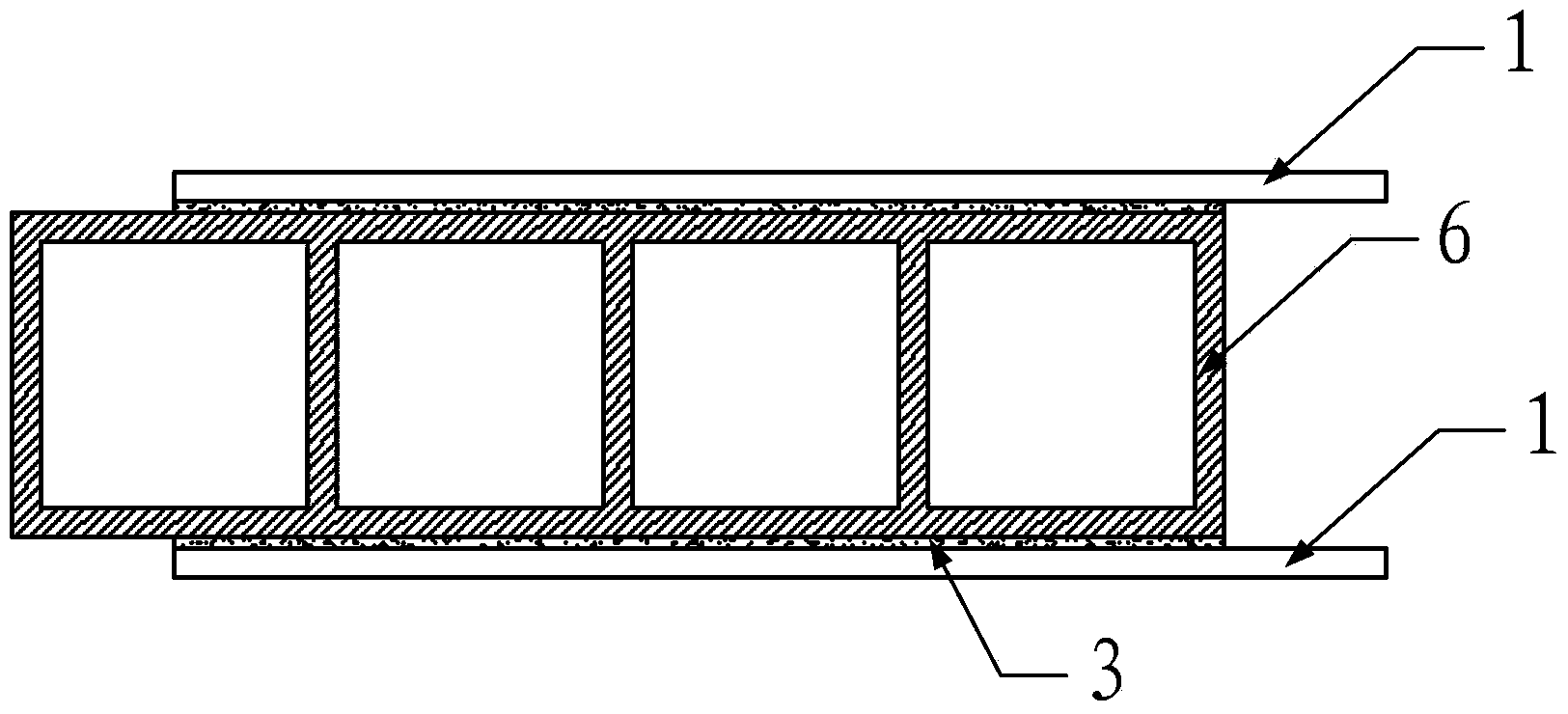 Interlayer structure adopting composite material as core and steel plate as cover skin