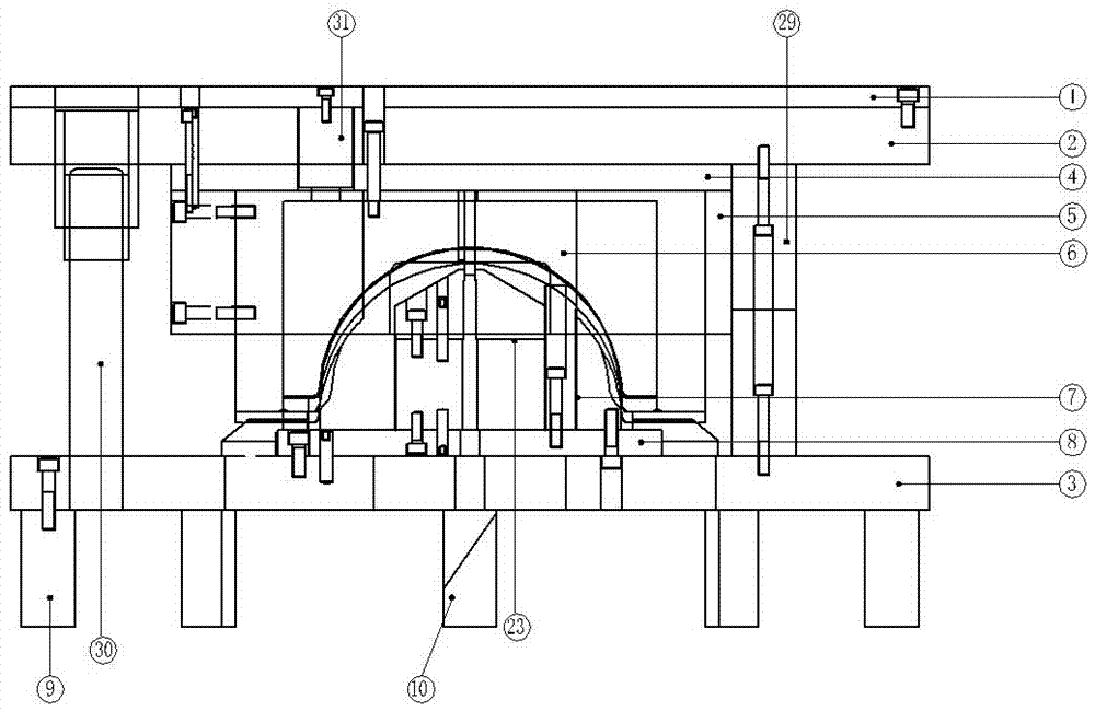 Cutting mold for heat shield of automobile exhaust system