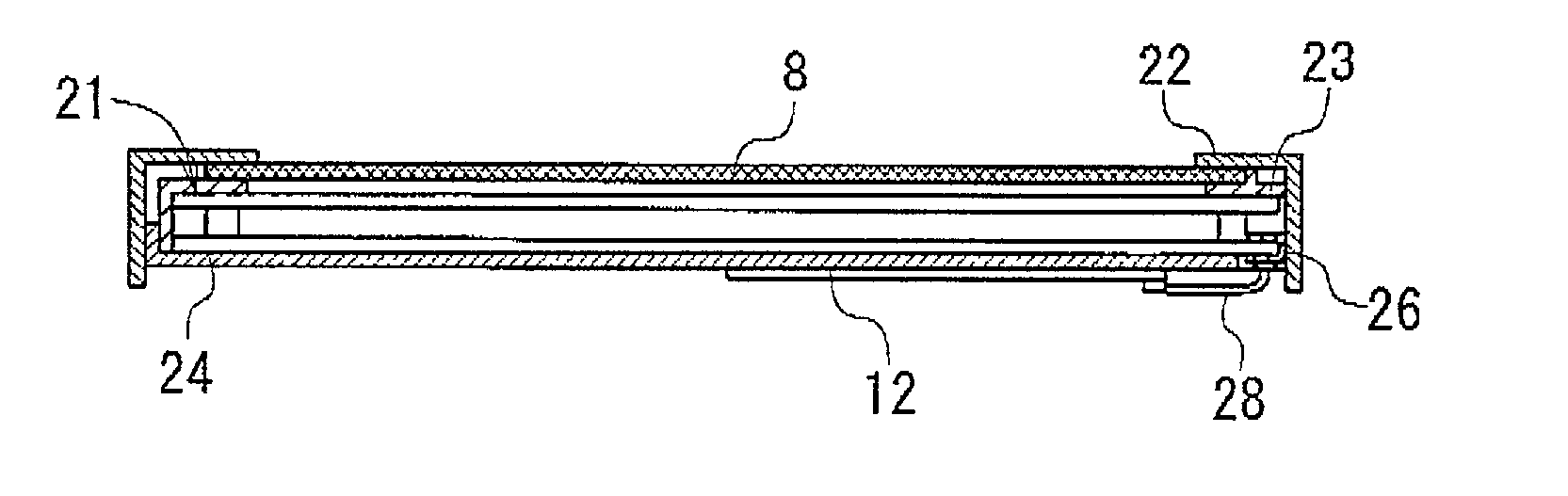 Flat-type fluorescent lamp for illumination unit and liquid crystal device