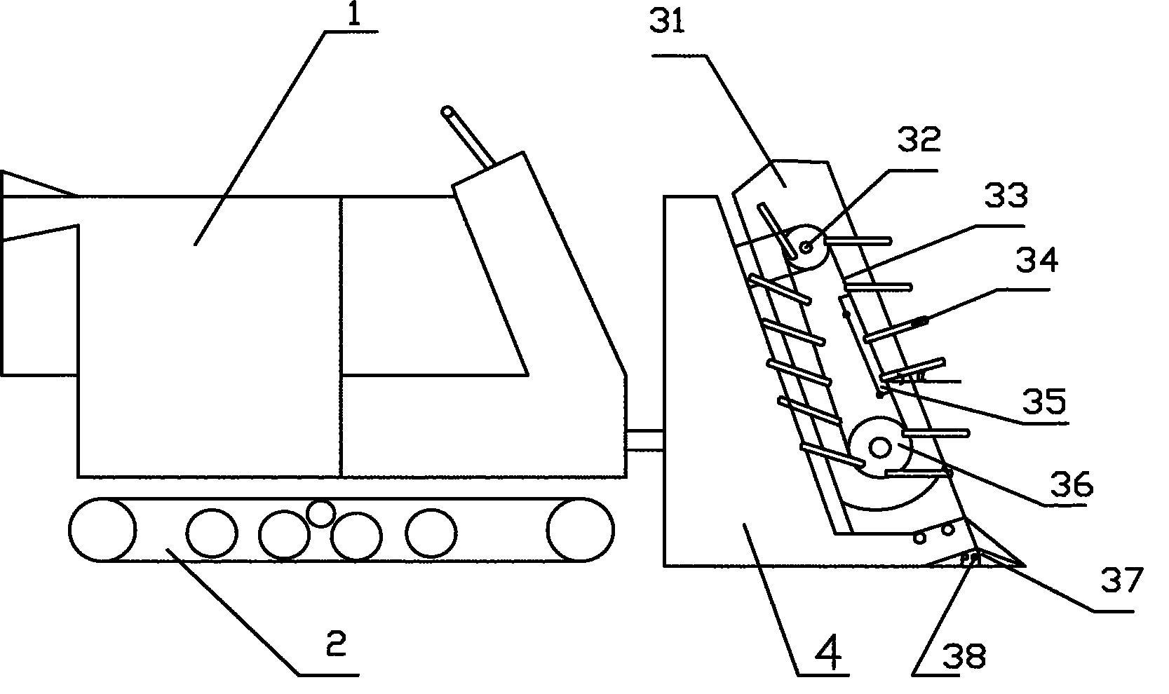 Lodging righting device of semi-feeding harvester