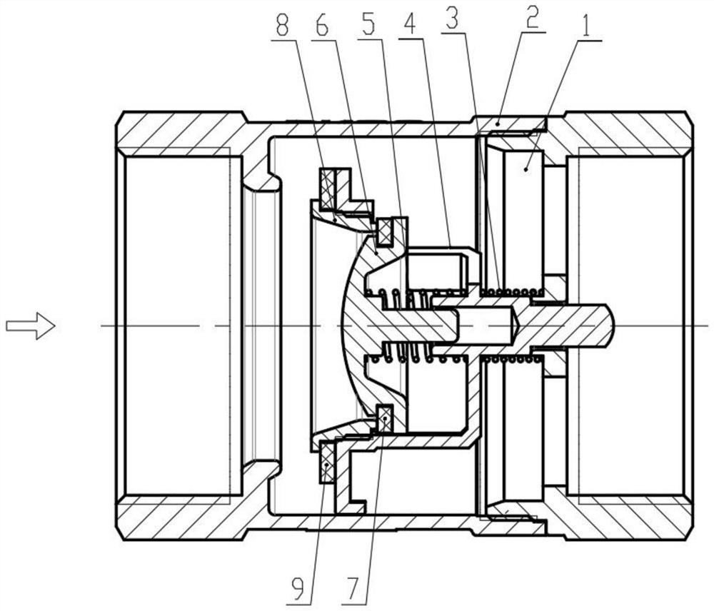 Check valve with low flow resistance