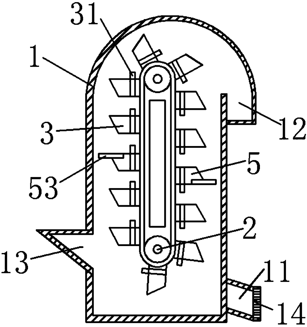 Bucket elevator capable of avoiding material residues