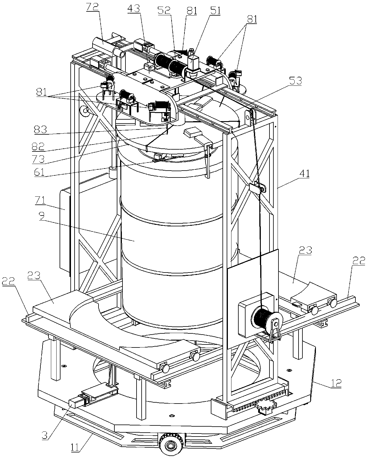 Deep well solidification barrel recovery system and its recovery method