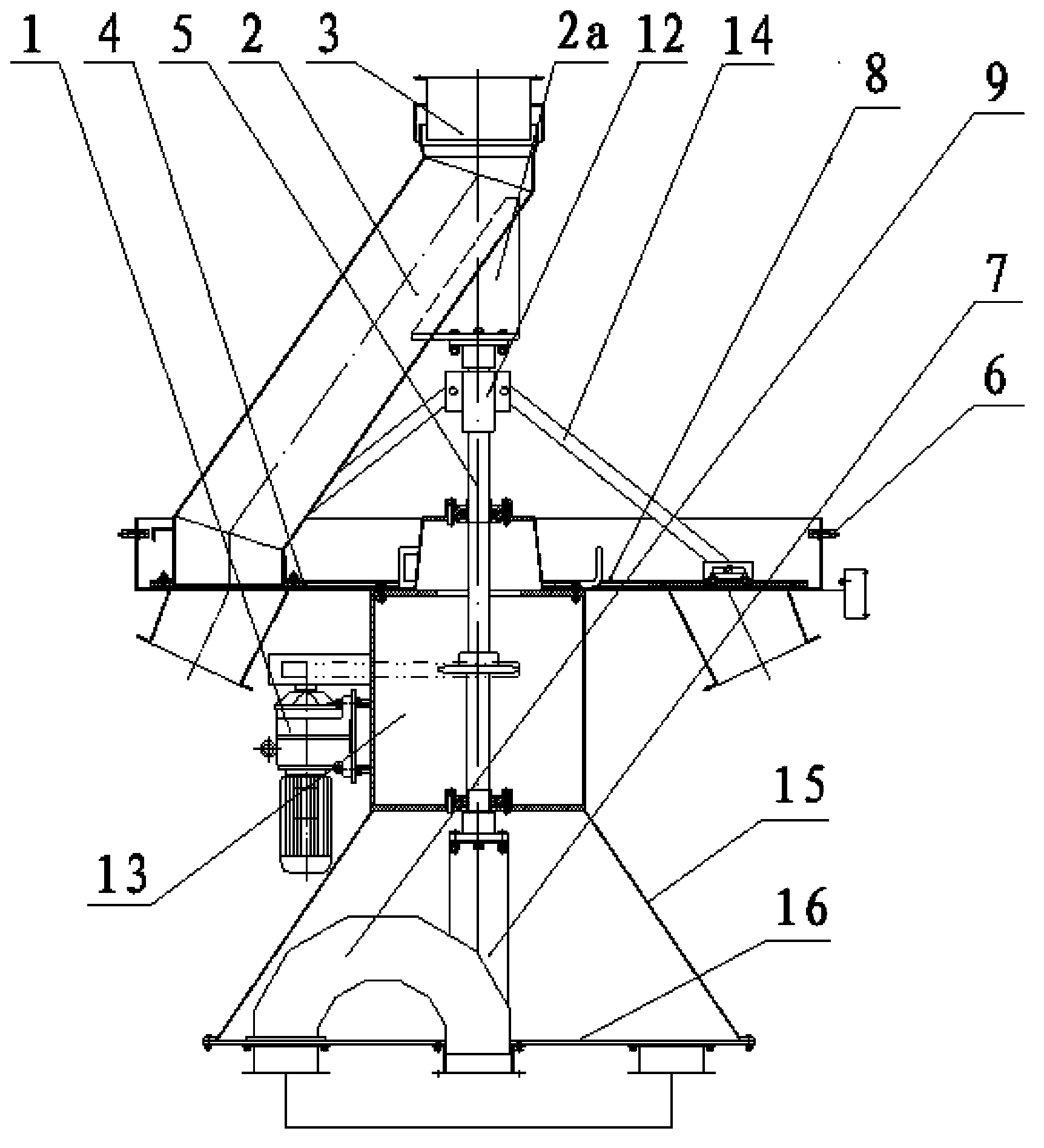 Rotary distributor with point-to-point feeding discharging and point-to-point dust absorption