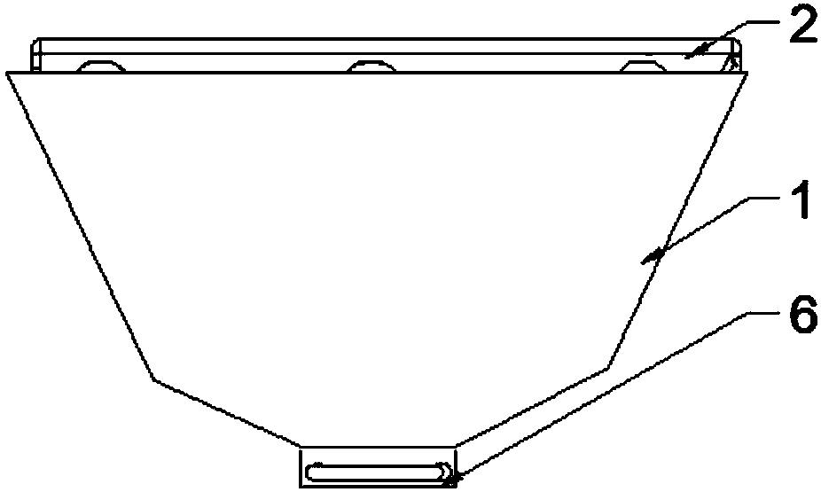 Ore conveying hopper based on the reinforcing plates