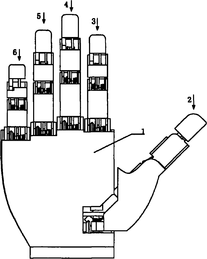 Coupling underactuated integrated bionic hand device