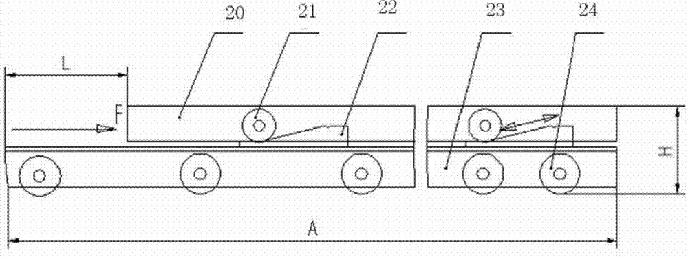 Shuttling trolley type perpendicular lifting device