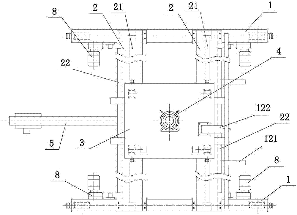 Cantilever crane with reverse roller travelling trolley