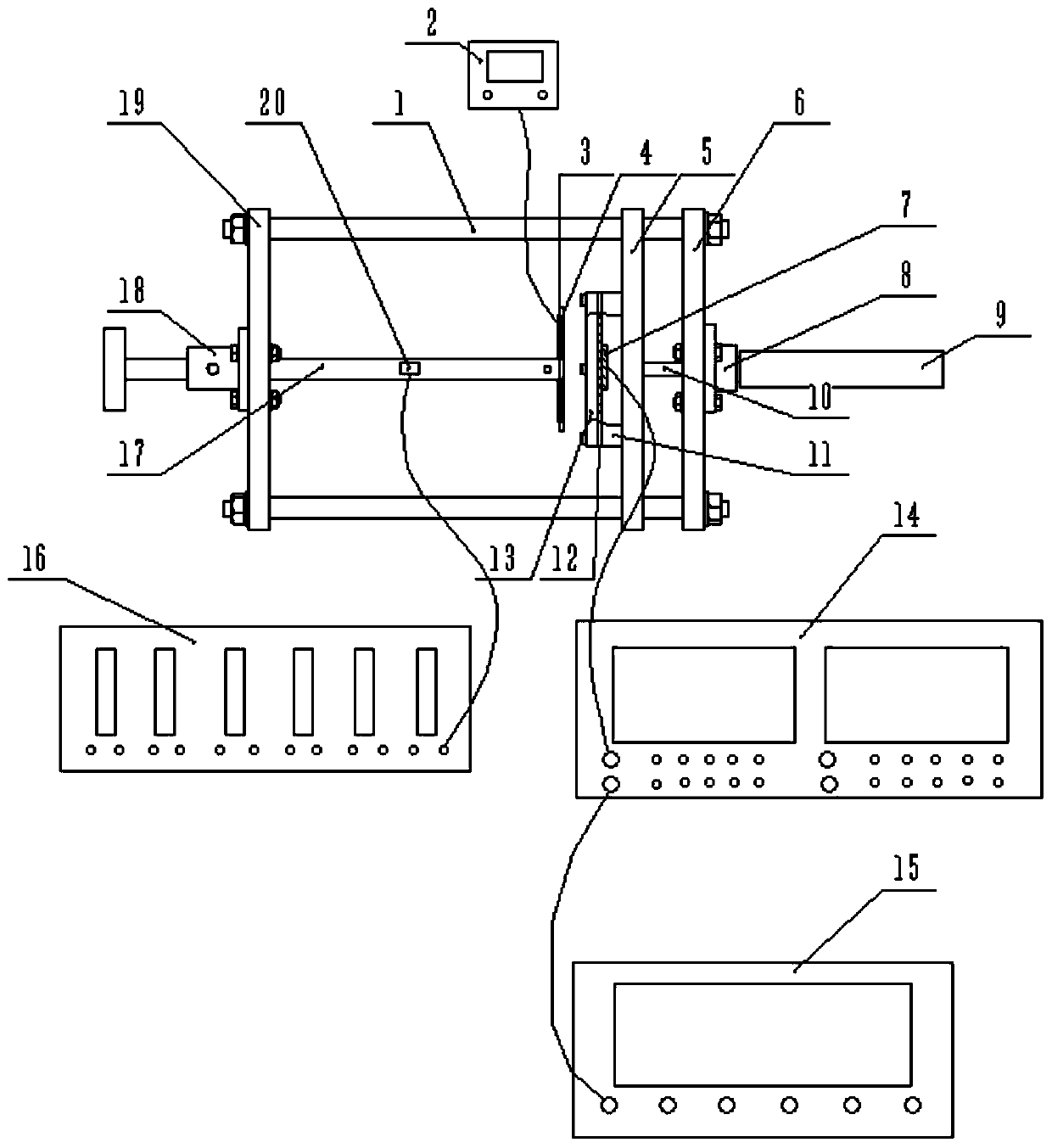 Torsional shear force measurement device for adhesion strength between material surfaces and icing layer