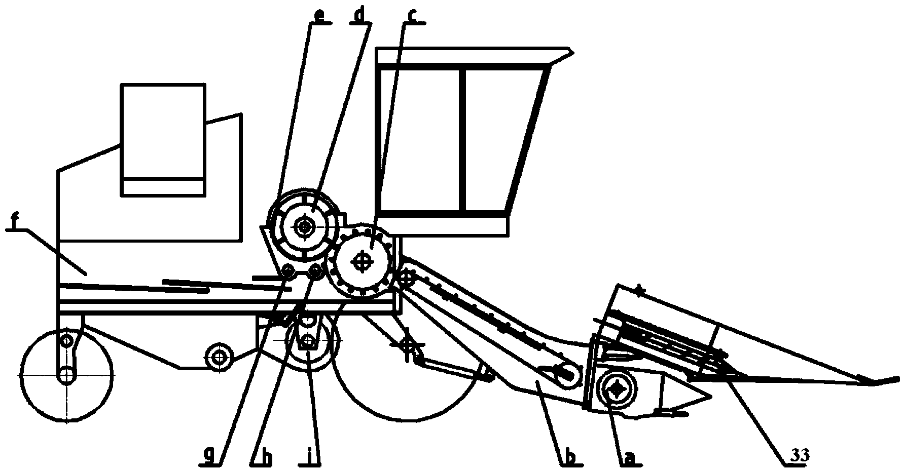 Machine for harvesting corn, peeling corn husks and separating straws, and working method of machine