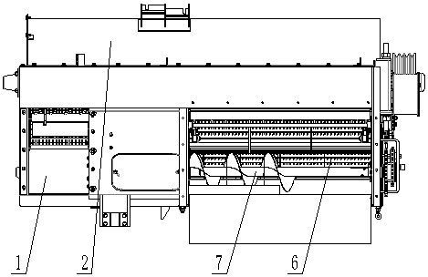 Threshing device of tangential-transverse flow grain combine harvester