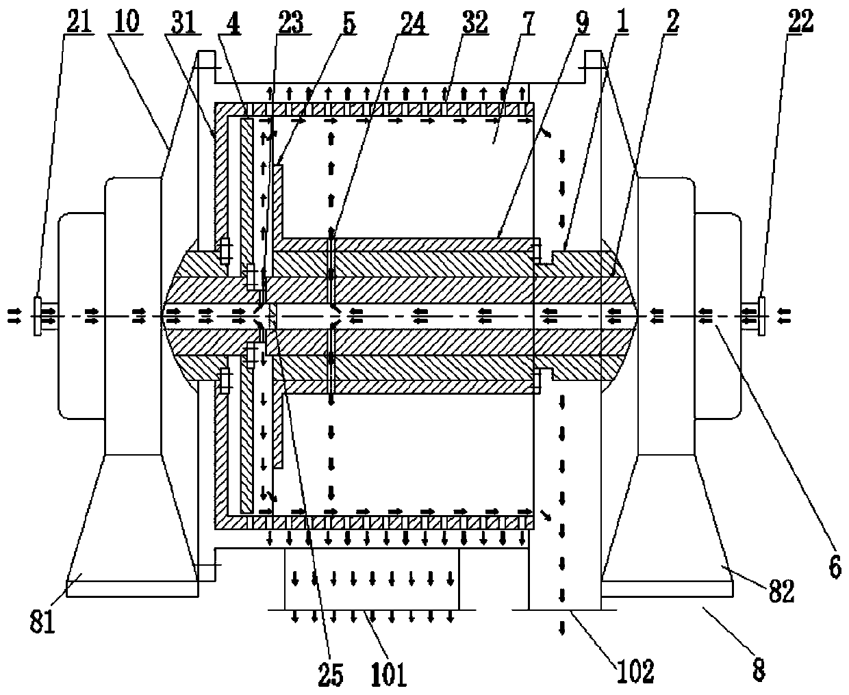 Piston material pushing centrifugal machine and feeding method thereof