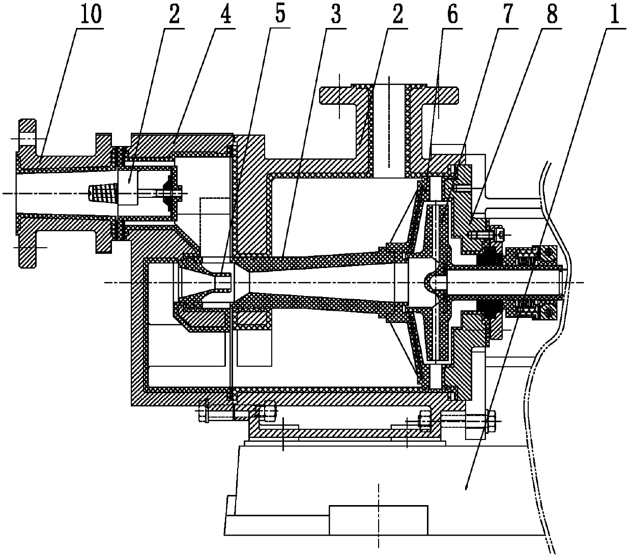 High-performance strong-corrosion-resistant self-sucking pump