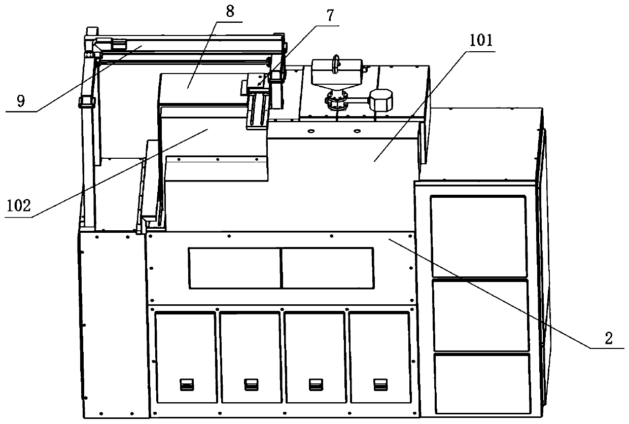 Workbench transferring and conveying system used for large-sized SLM equipment