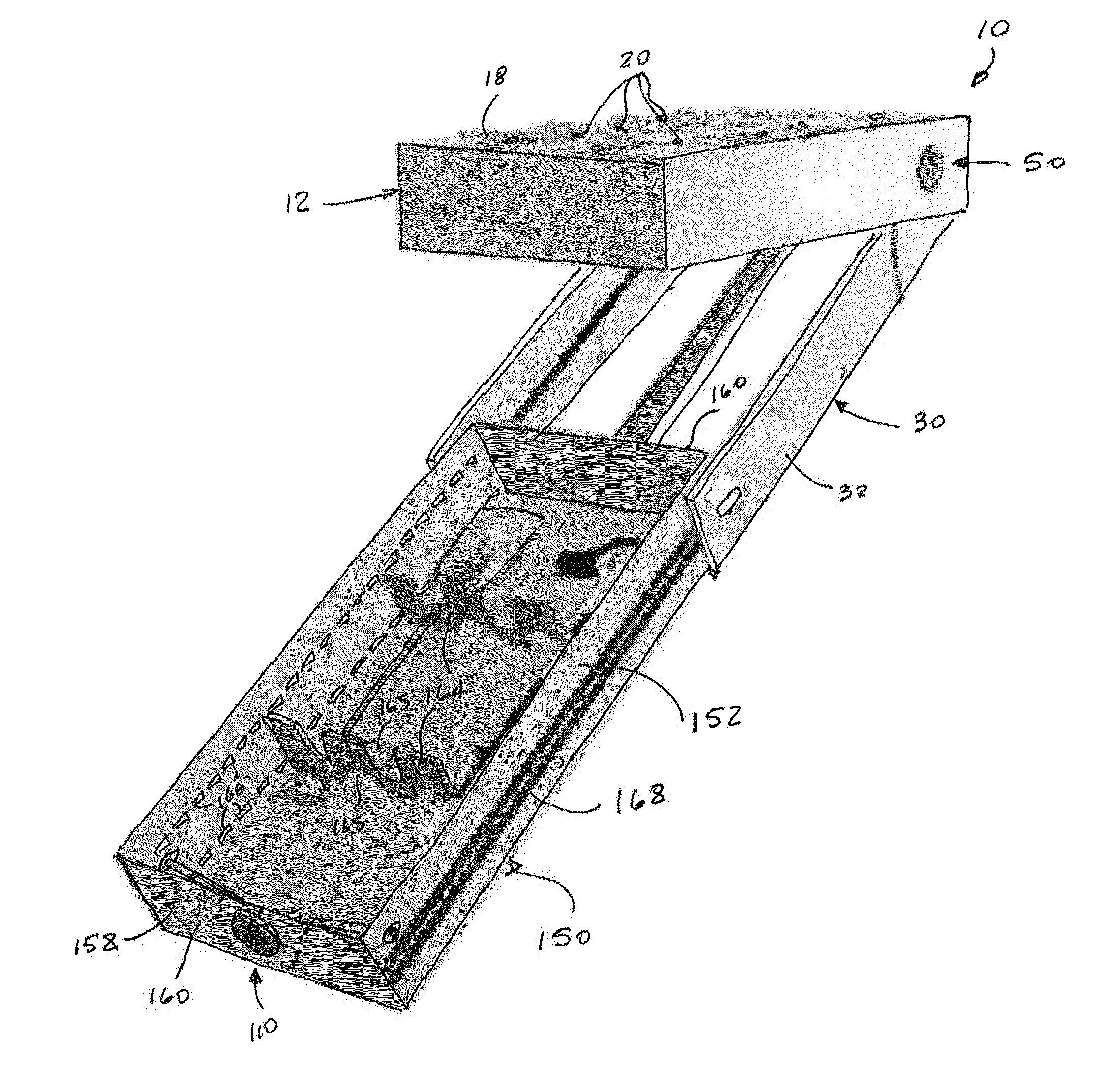 Overhead storage system having telescopic storage container