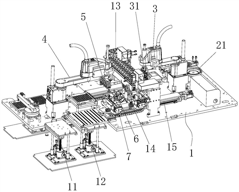 A kind of assembling system of card tray elastic parts