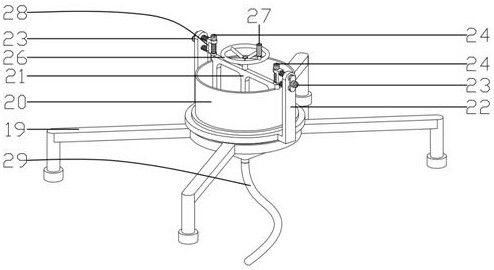 A pouring device in a silicone mold manufacturing device for surfboard fins