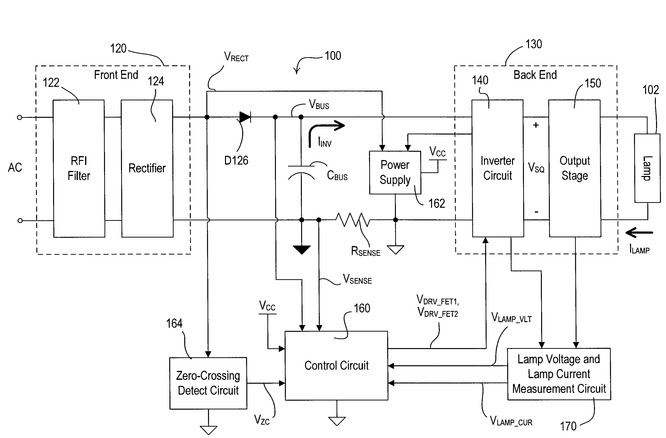 Measurement circuit for an electronic ballast