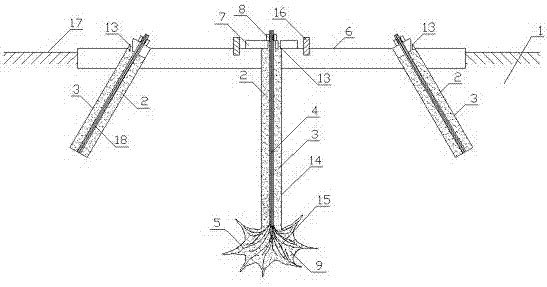 Anti-pulling and anti-skid foundation and construction method thereof