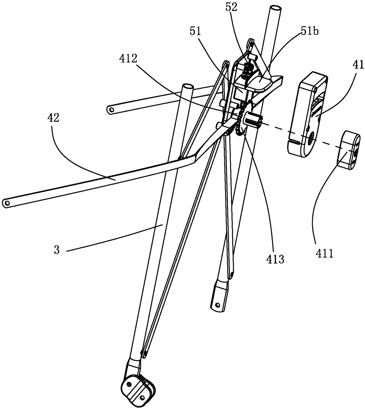 Continuously adjustable backrest device applied to a baby carriage seat