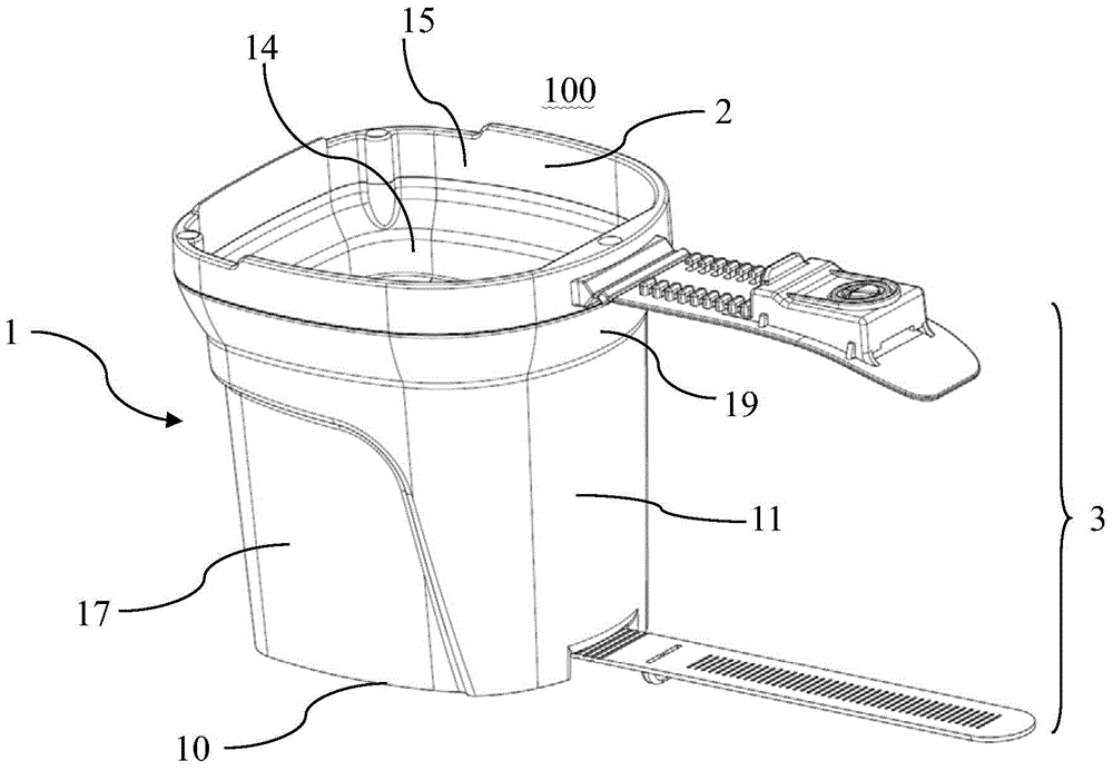 A hand-held paint bucket