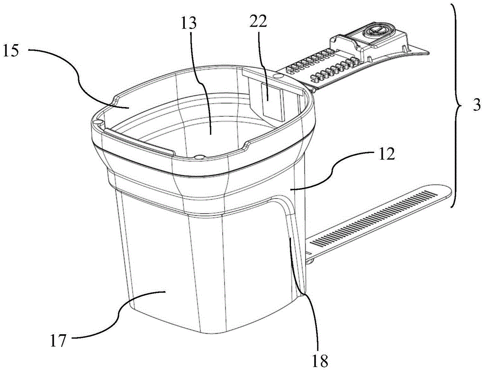 A hand-held paint bucket