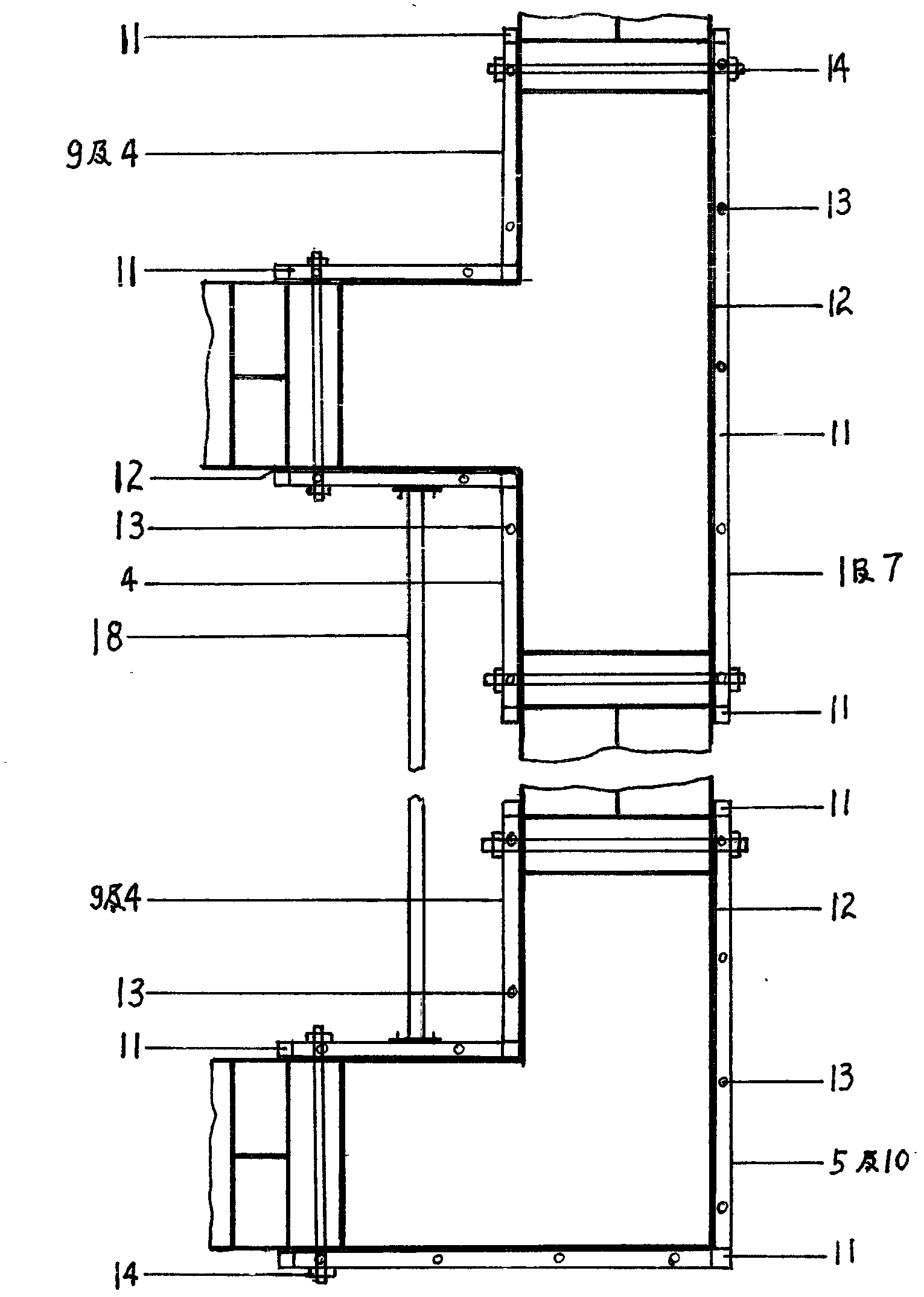 Technology for assembling building mold box through large-specification modular multi-shaped steel formworks