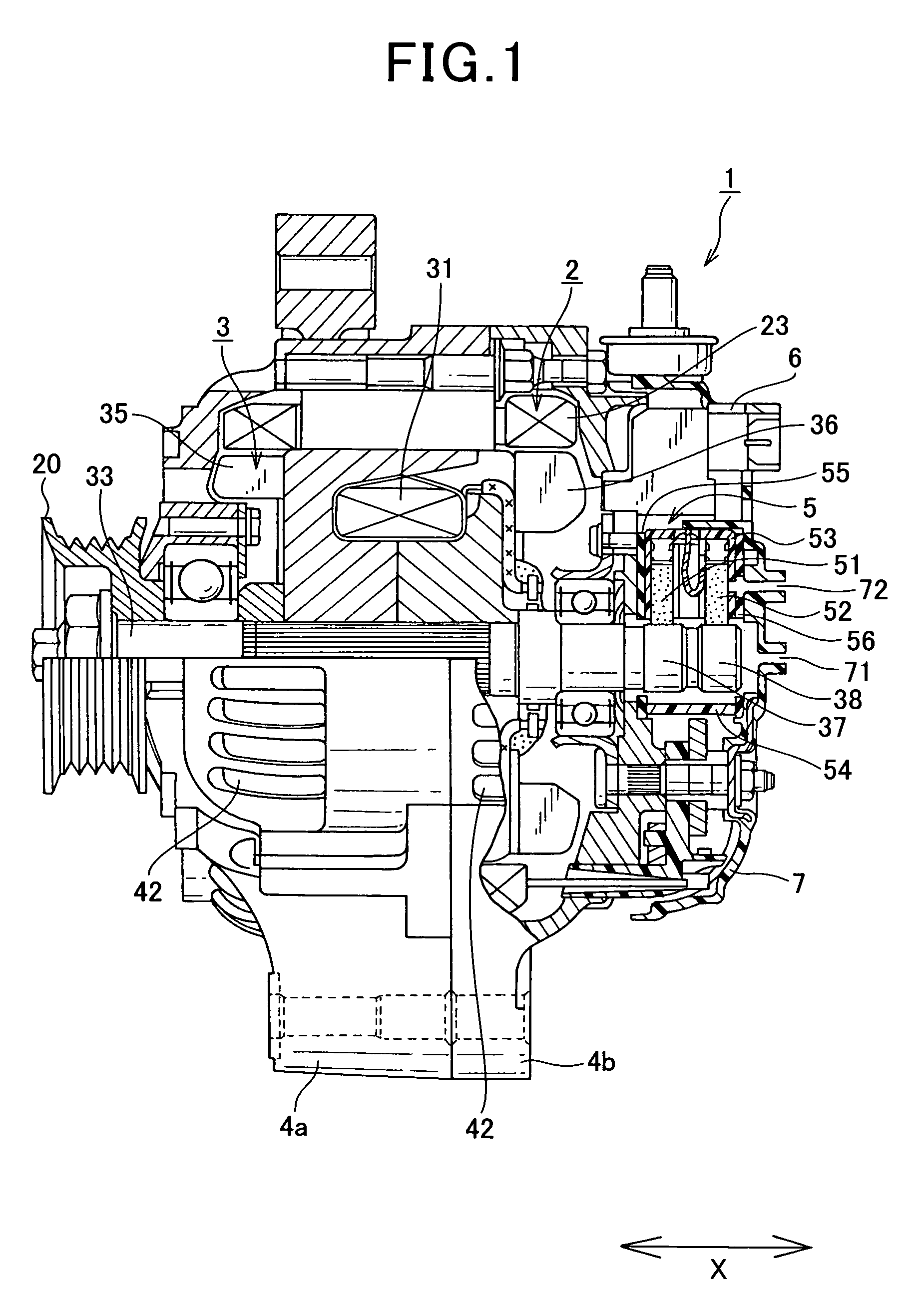 Vehicle alternator provided with brushes, brush holder, and slip rings