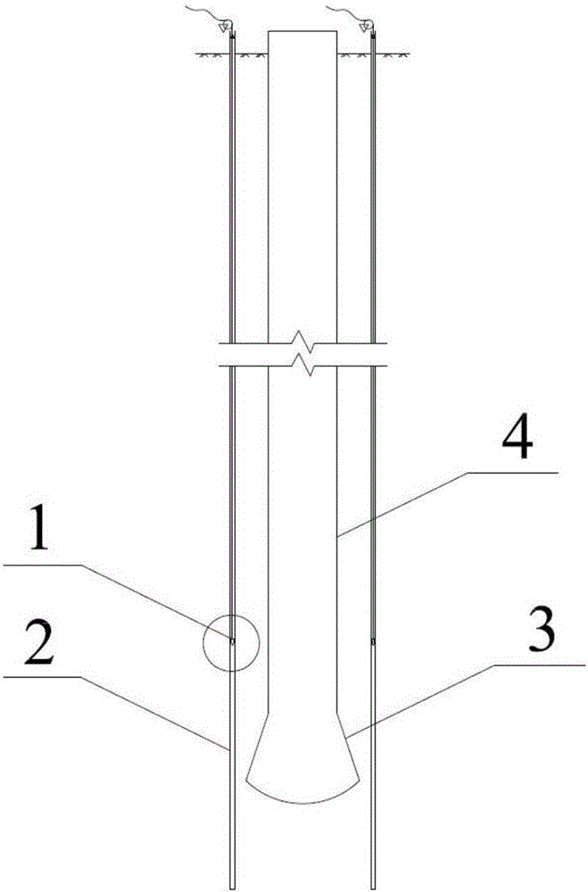 Sound wave propagation principle-based method for detecting grouting effect of pile bottom of bottom-enlarged grouting pile