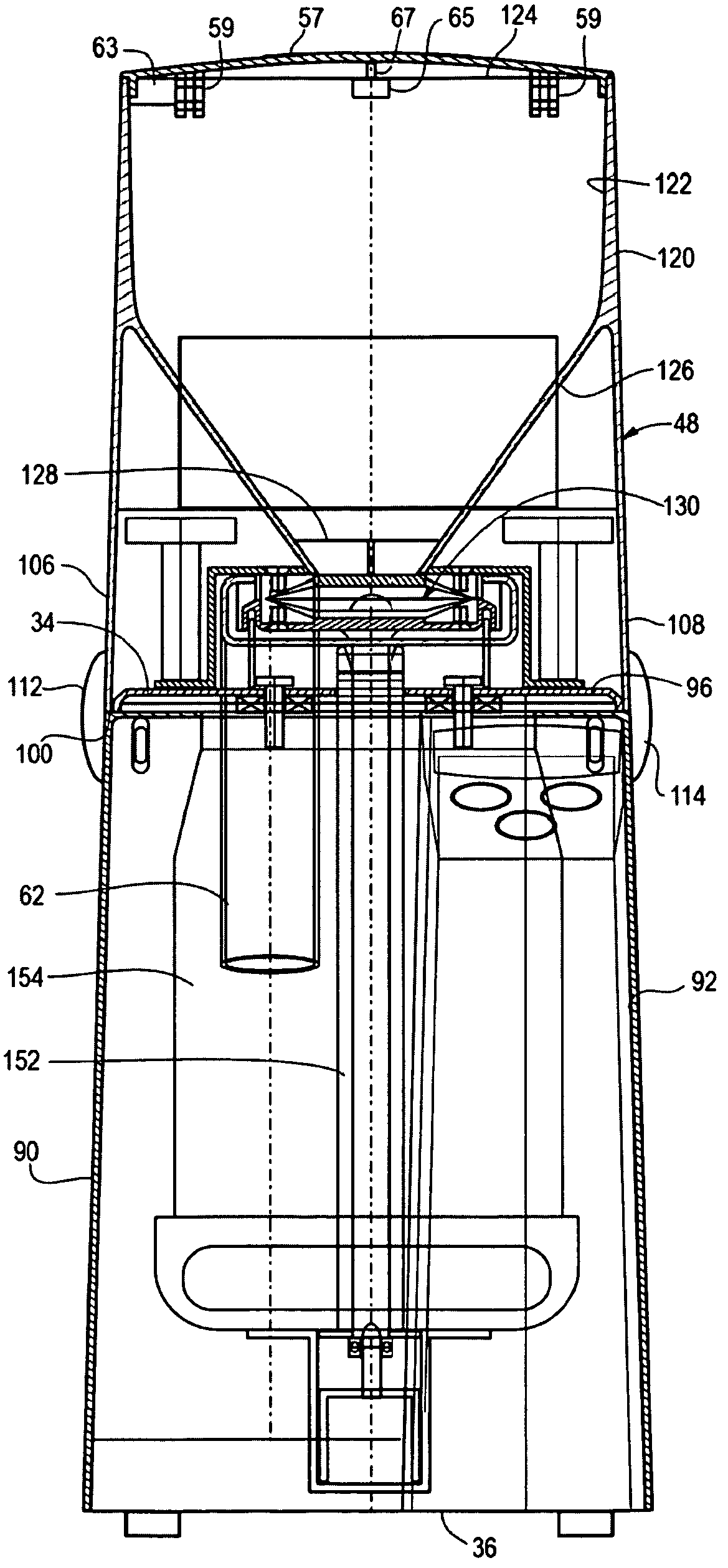 Food grinder with electronically adjustable grind settings, tooless disassembly