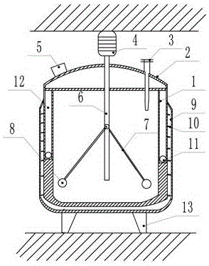 Anti-wall-adhering reaction kettle