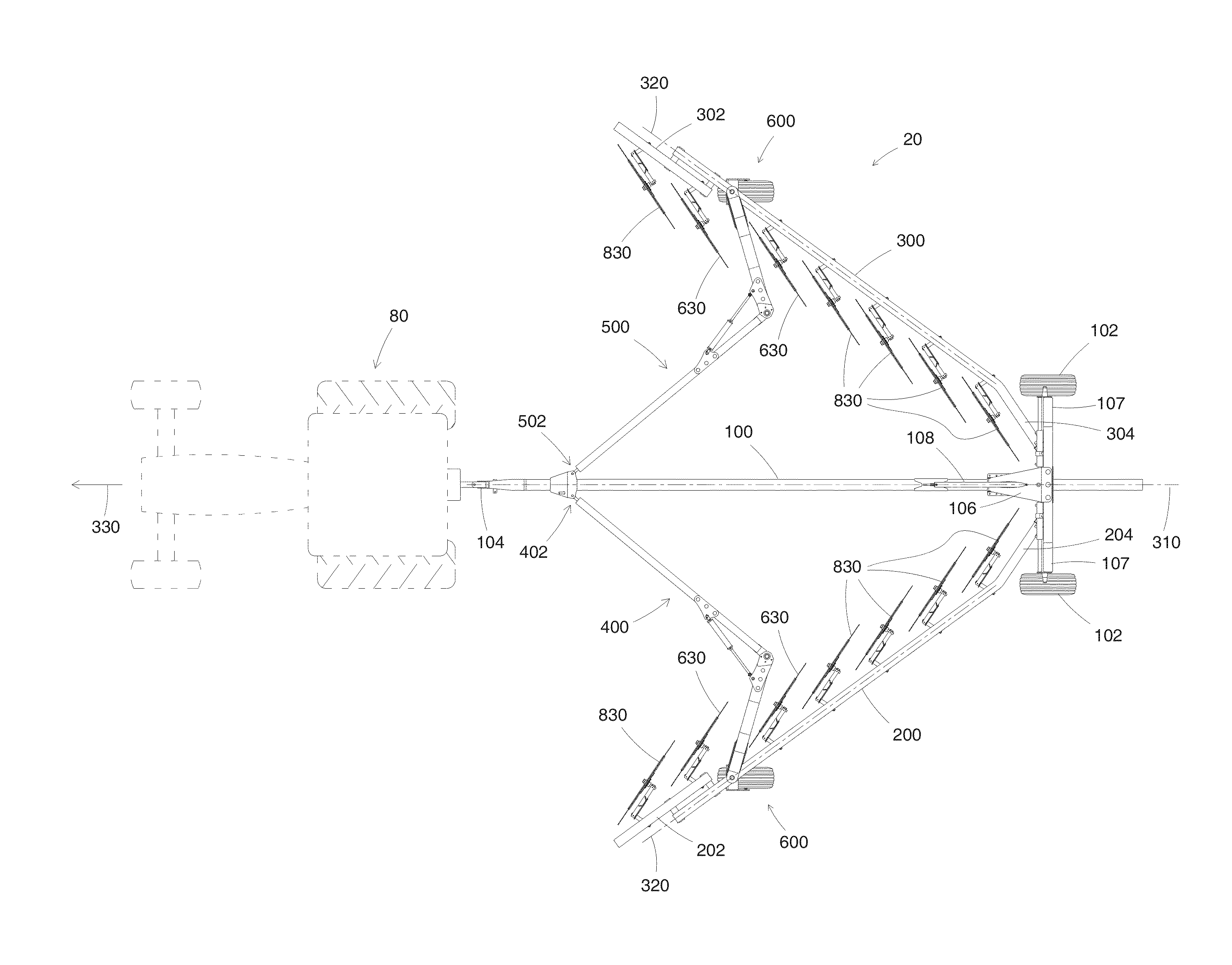 Folding frame for an agricultural implement