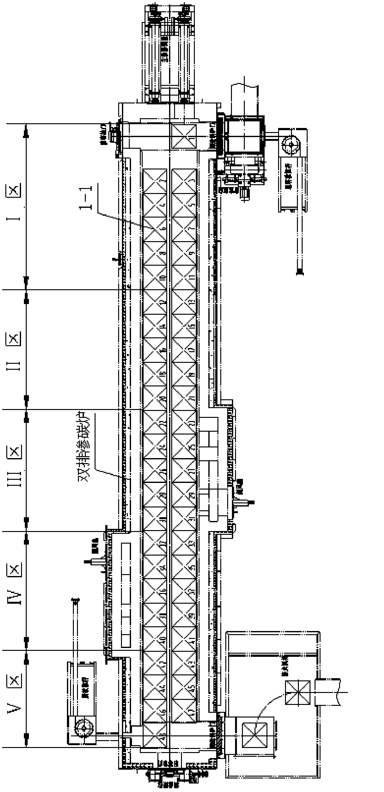 Lorry spiral bevel gear double-row rare earth continuous gas carburization heat treatment equipment