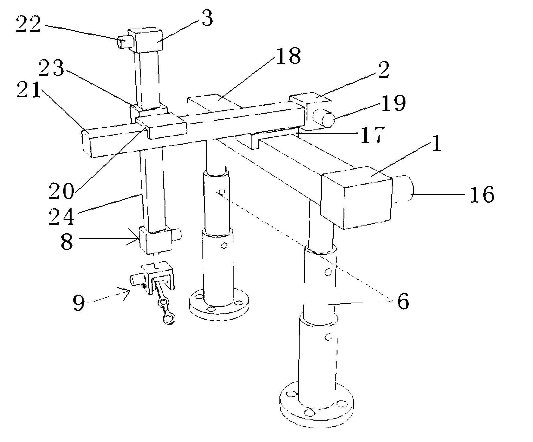 Liftable five-freedom-degree millimeter wave detecting device testing platform