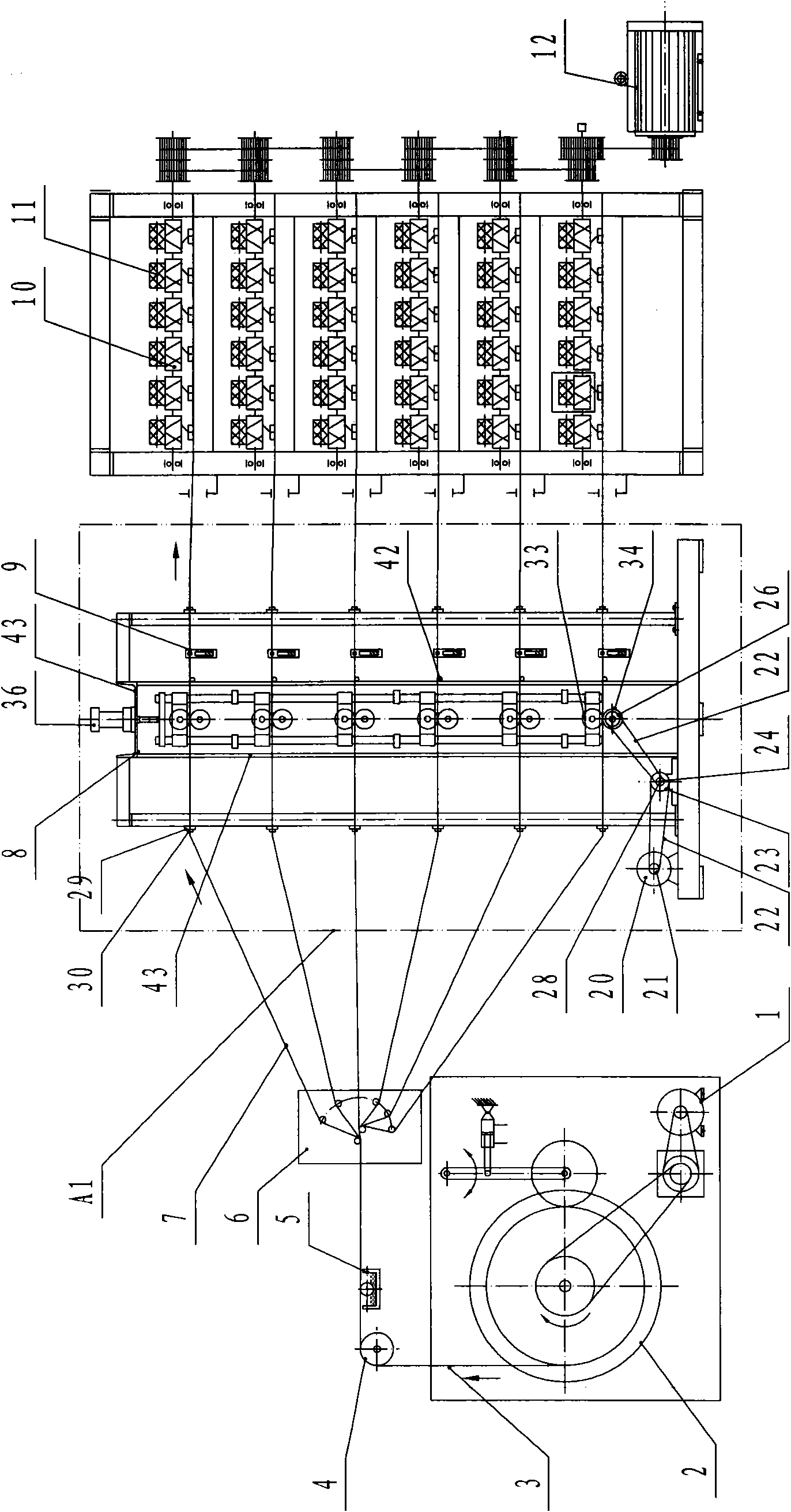 Yarn dividing tension control device of coating yarn bobbin winder