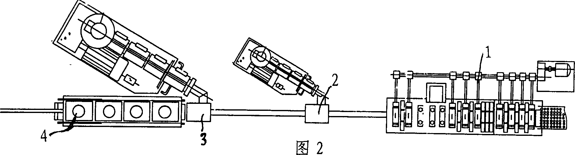 Continuous production equipment of steel-plastics composite pipe whose internal and external surfaces of holed steel skeleton are coated with adhesive