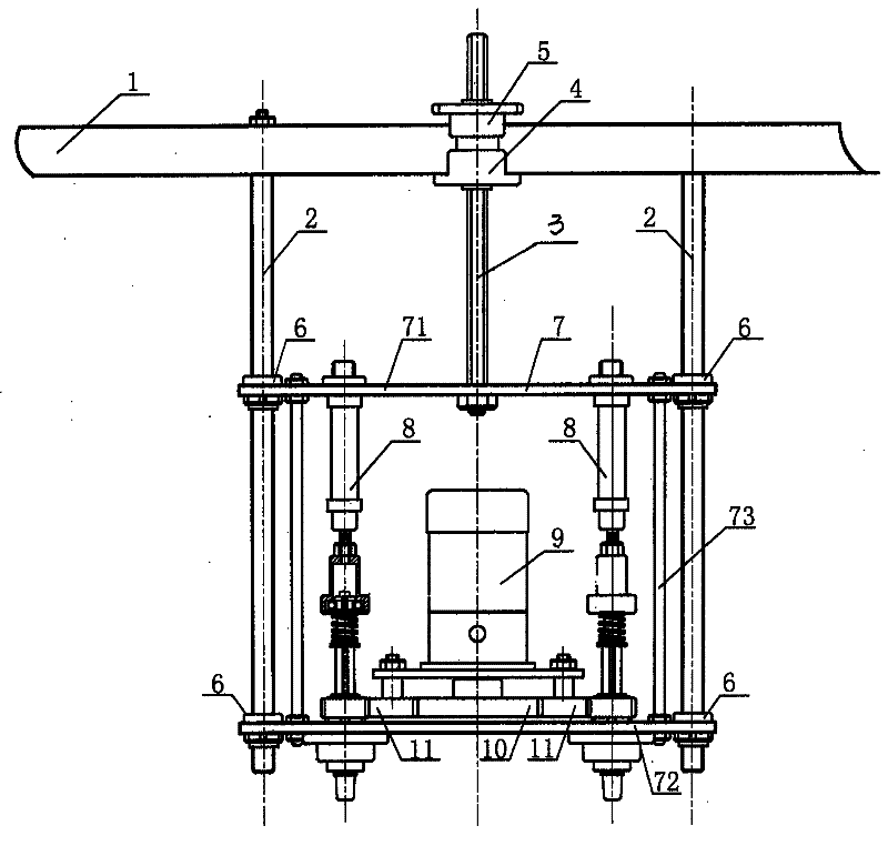 Lifting gear of cap whirling machine