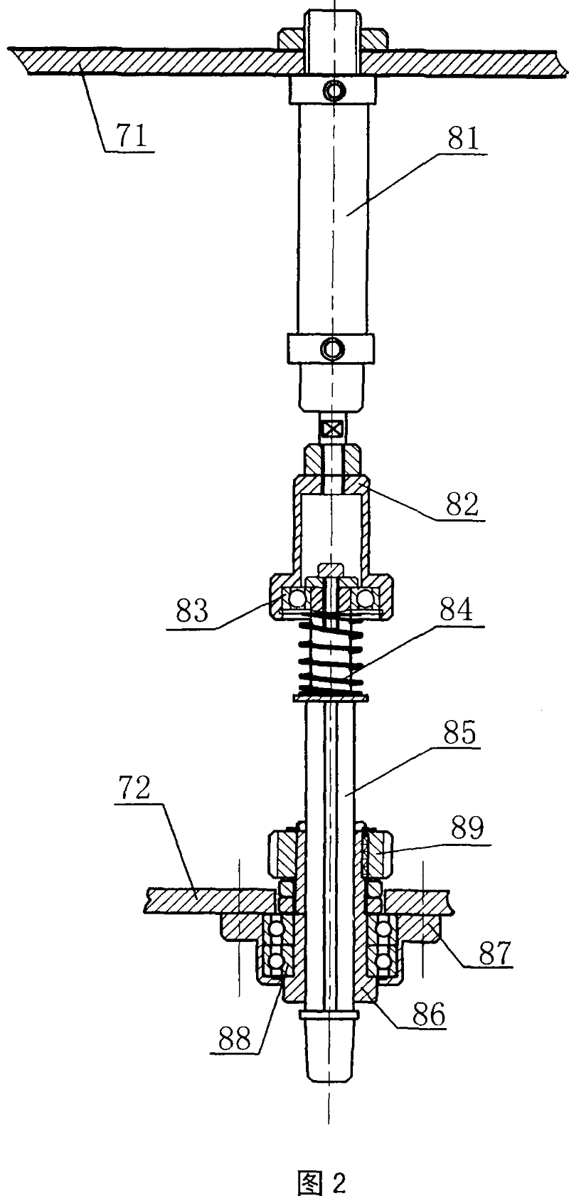 Lifting gear of cap whirling machine